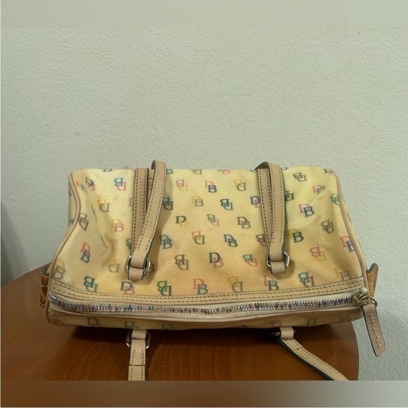 Dooney & Bourke
Cream Tan Shoulder
Bag Leather Trim Coated
Monogram Rainbow - Picture 5 of 10